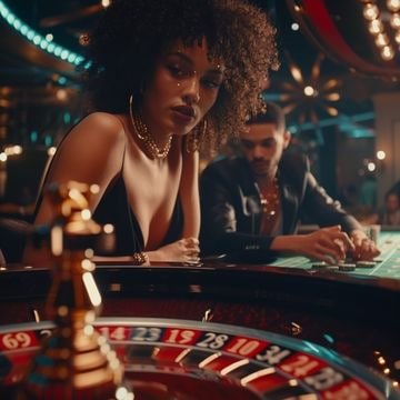 Live table-style casino cards with neon responsible play reminders
